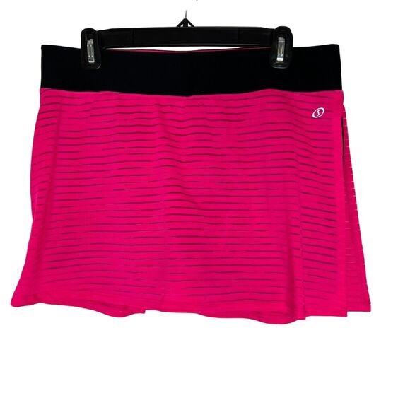 Spalding Women's L Hot Pink Striped Active Tennis Skirt Skort Size Large - Picture 1 of 10